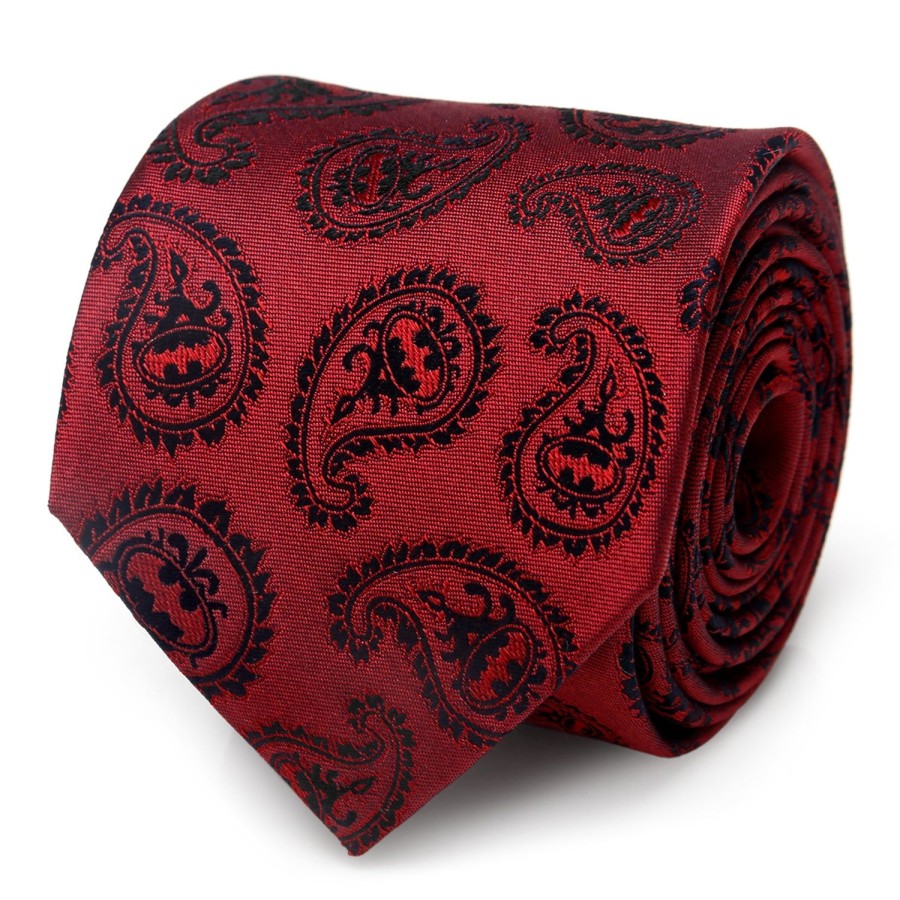 DC Comics Red Batman Paisley Tie | Dc Comics Ties