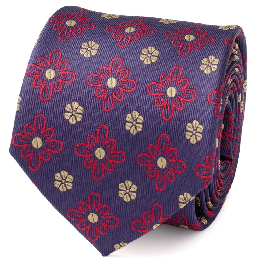 Ox and Bull Trading Co. Deep Purple Floral Men'S Tie | Classic Ties