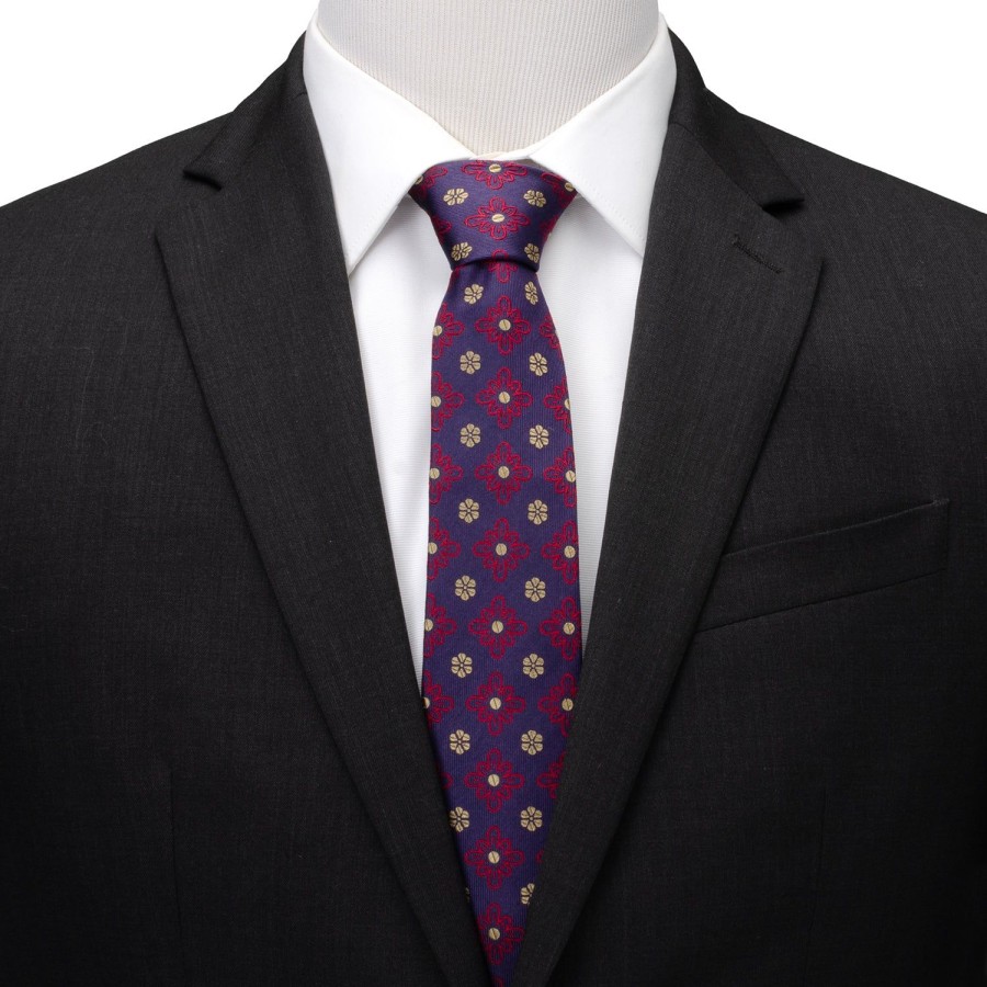 Ox and Bull Trading Co. Deep Purple Floral Men'S Tie | Classic Ties