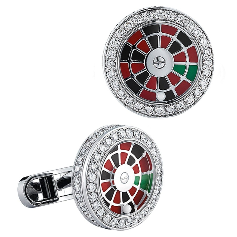 Jacob & Co. Roulette Wheel Cufflinks With Pave Set White Diamonds | Classic Cufflinks