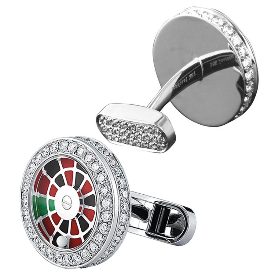 Jacob & Co. Roulette Wheel Cufflinks With Pave Set White Diamonds | Classic Cufflinks