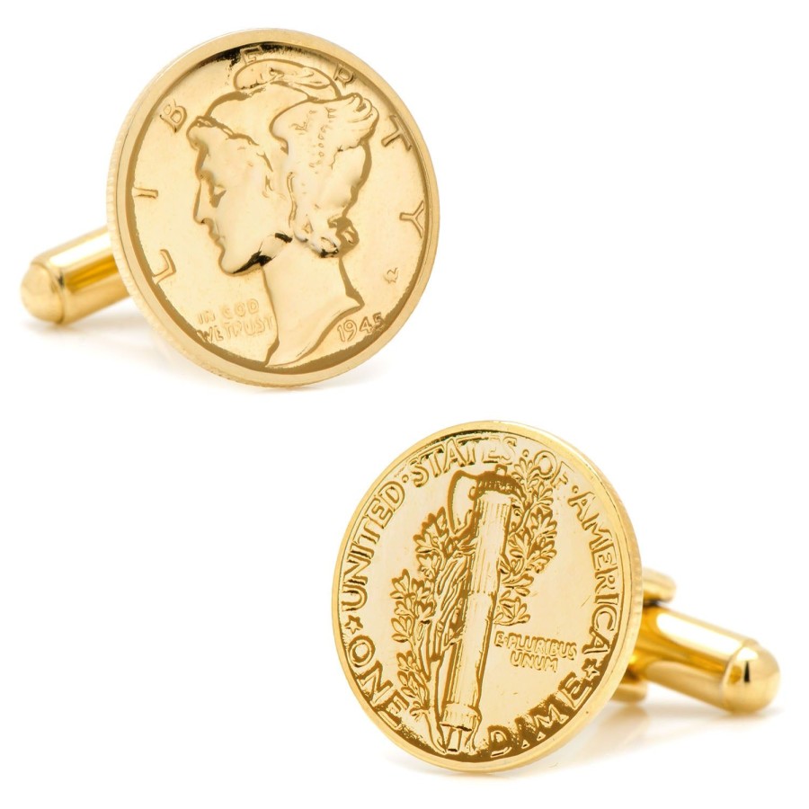 American Coin Treasures Gold-Layered Mercury Dime Cufflinks | Classic Cufflinks