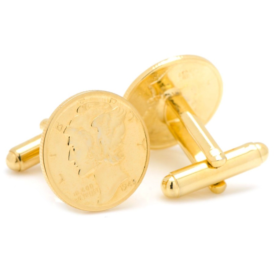 American Coin Treasures Gold-Layered Mercury Dime Cufflinks | Classic Cufflinks