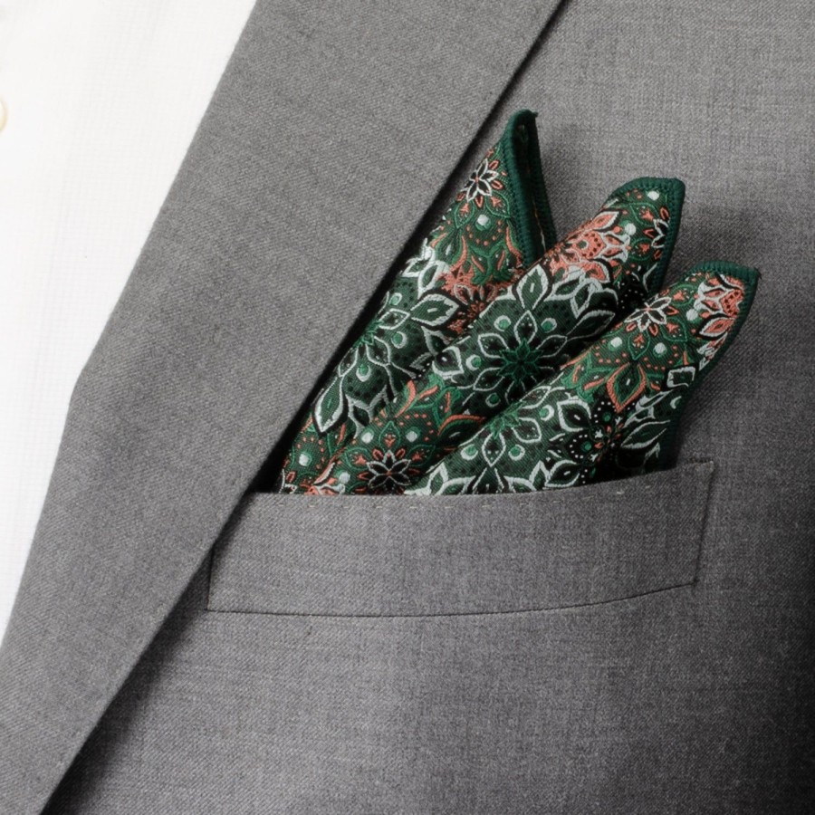 Ox and Bull Trading Co. Green Floral Pocket Square | Pocket Squares