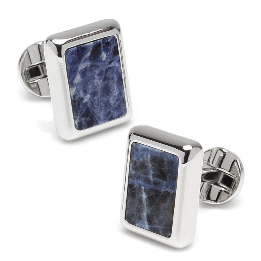 Ox and Bull Trading Co. Silver And Sodalite Jfk Presidential Cufflinks | Classic Cufflinks