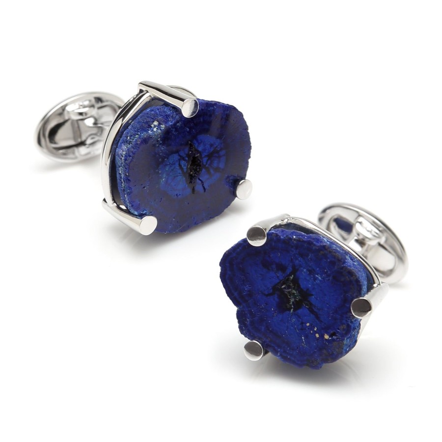 Jan Leslie Sterling Polished Russian Azurite Cufflinks | Classic Cufflinks