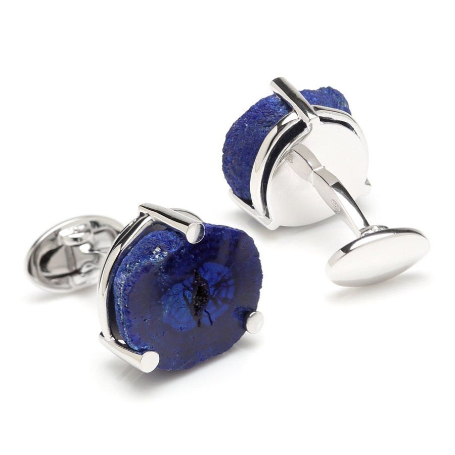 Jan Leslie Sterling Polished Russian Azurite Cufflinks | Classic Cufflinks