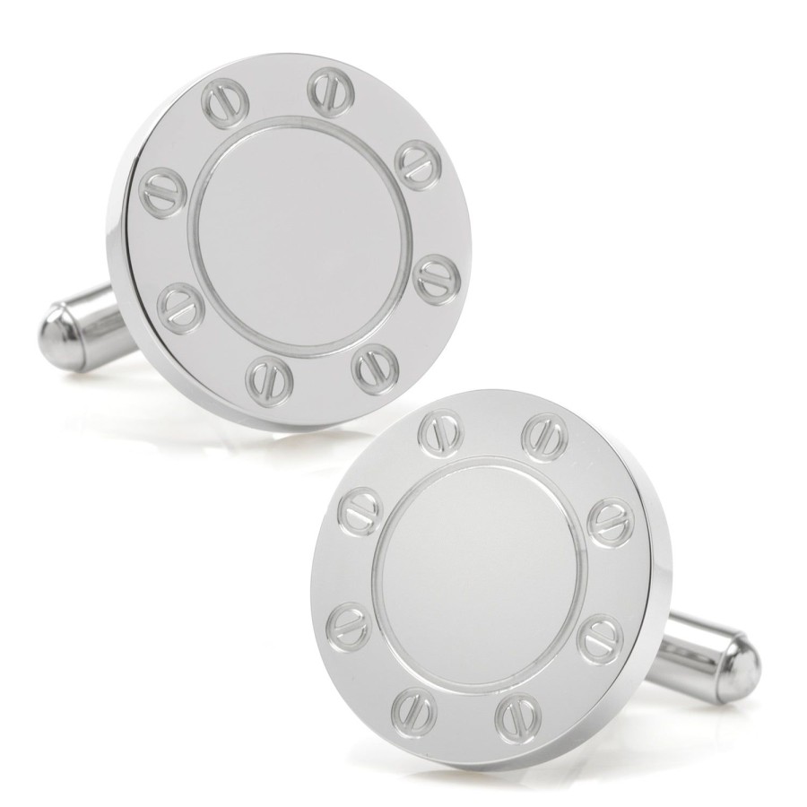 Ox and Bull Trading Co. Stainless Steel Engravable Bolted Cufflinks | Classic Cufflinks