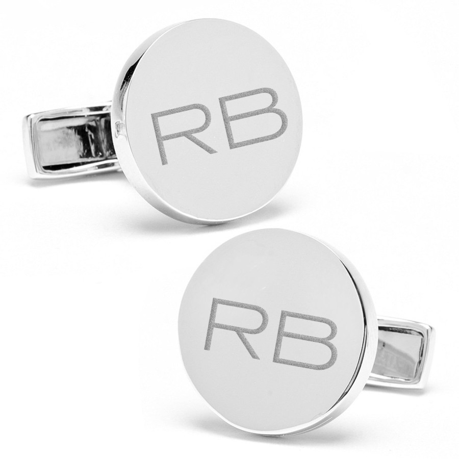 Ox and Bull Trading Co. Sterling Silver Infinity Edge Round Engravable Cufflinks | Classic Cufflinks