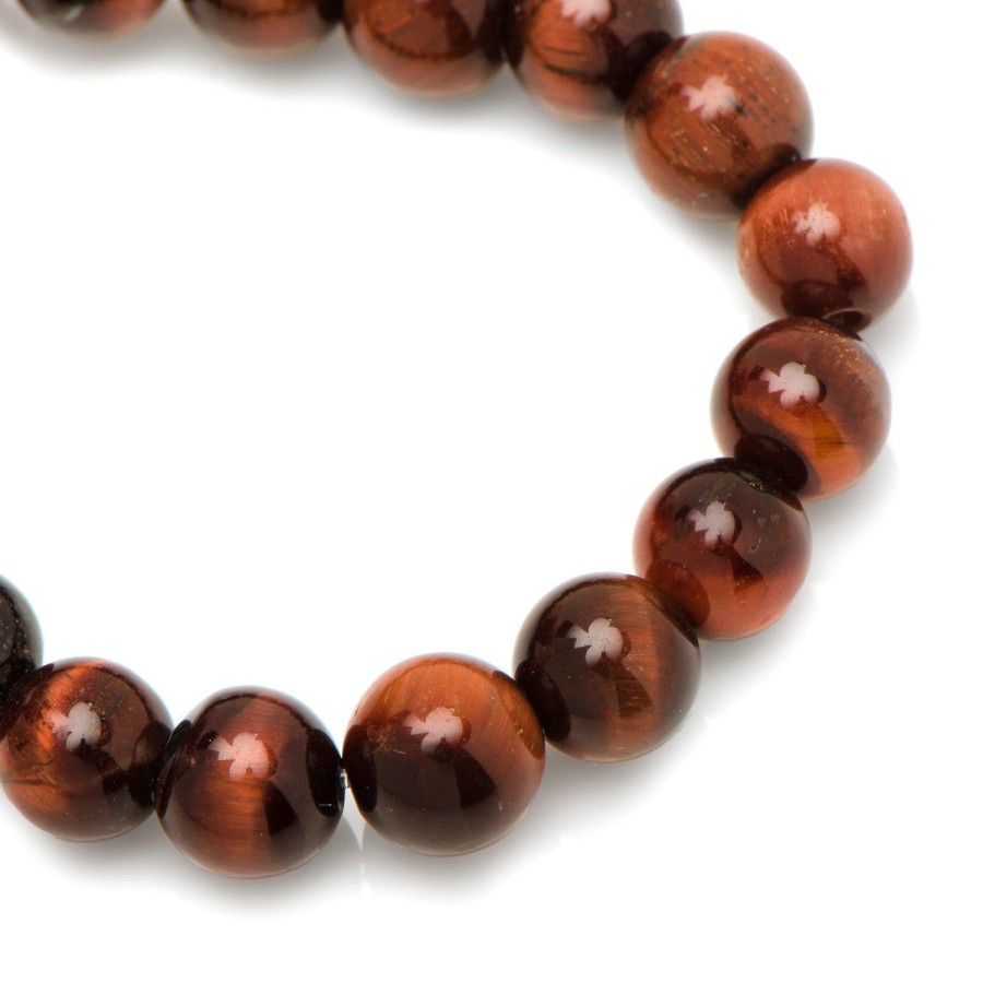 Jan Leslie 8Mm Red Tiger'S Eye Beaded Elastic Bracelet | Bracelets