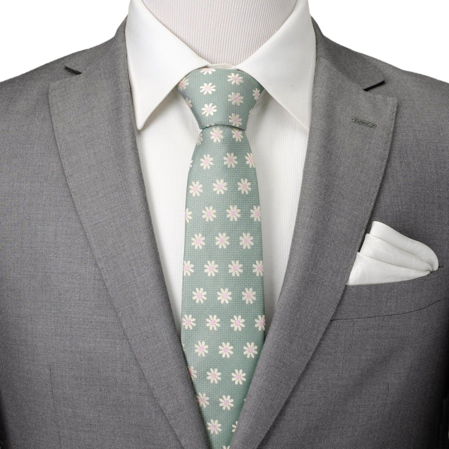 Ox and Bull Trading Co. Daisy Soft Green Men'S Tie | Classic Ties