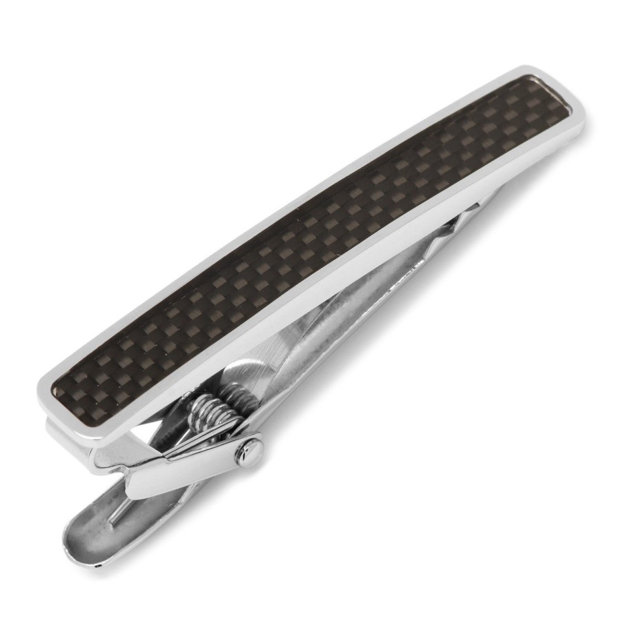 Ox and Bull Trading Co. Black Carbon Fiber Stainless Steel Tie Clip | Classic Tie Bars