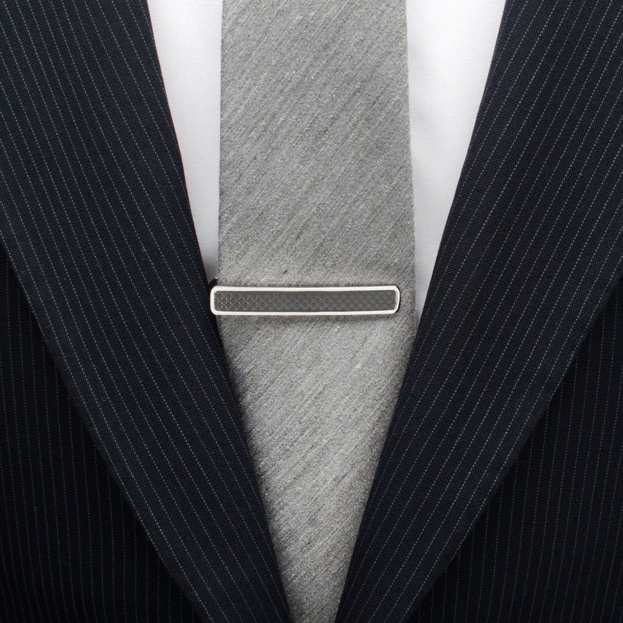 Ox and Bull Trading Co. Black Carbon Fiber Stainless Steel Tie Clip | Classic Tie Bars