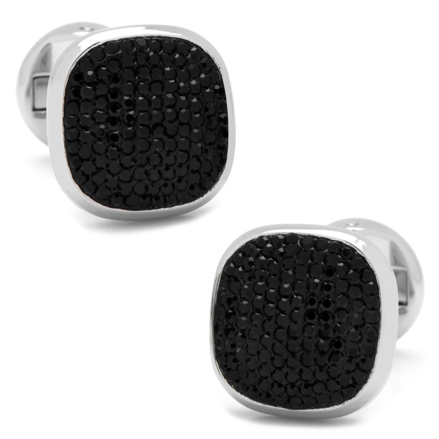 Ox and Bull Trading Co. Stainless Steel Black Pave Crystal Cufflinks | Classic Cufflinks