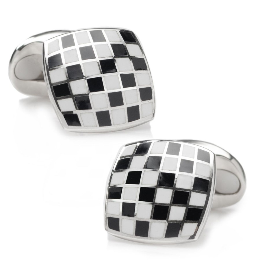 Deakin & Francis Sterling Silver Enamel Checkerboard Cufflinks | Classic Cufflinks