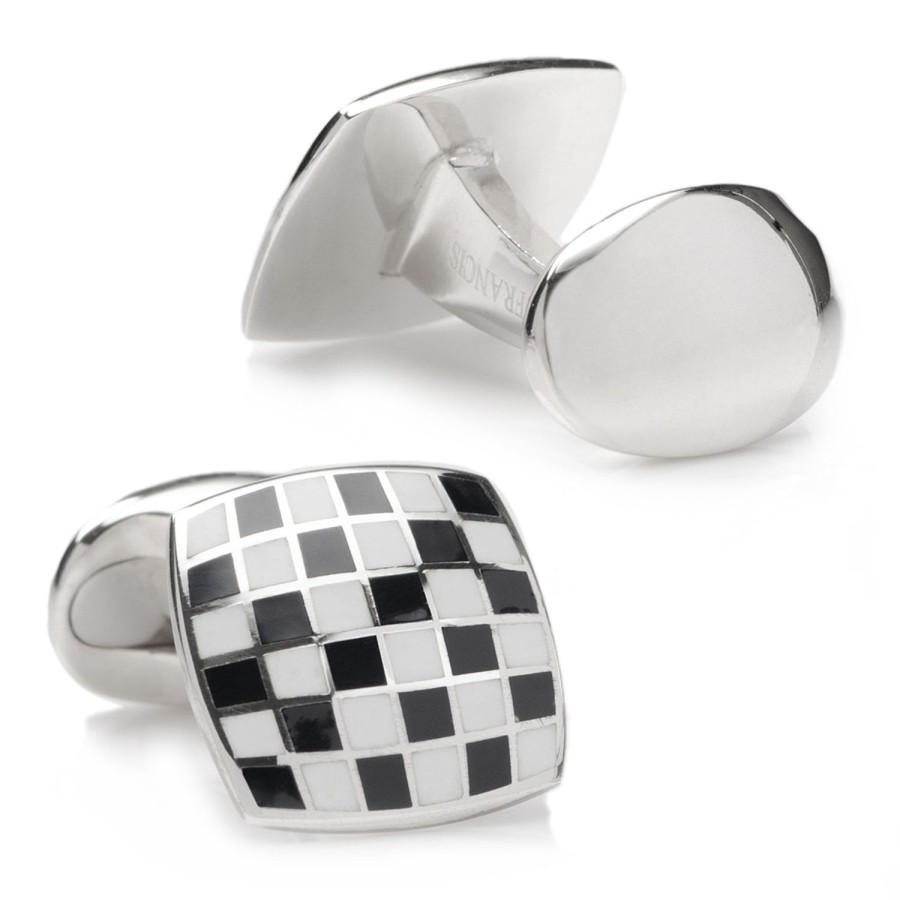 Deakin & Francis Sterling Silver Enamel Checkerboard Cufflinks | Classic Cufflinks