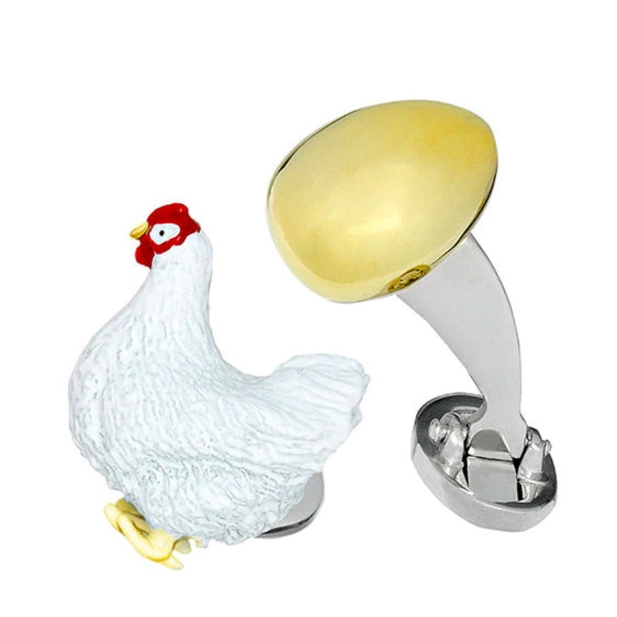 Jan Leslie Sterling Silver Chicken And 18Kt Gold Vermeil Egg Cufflinks | Classic Cufflinks