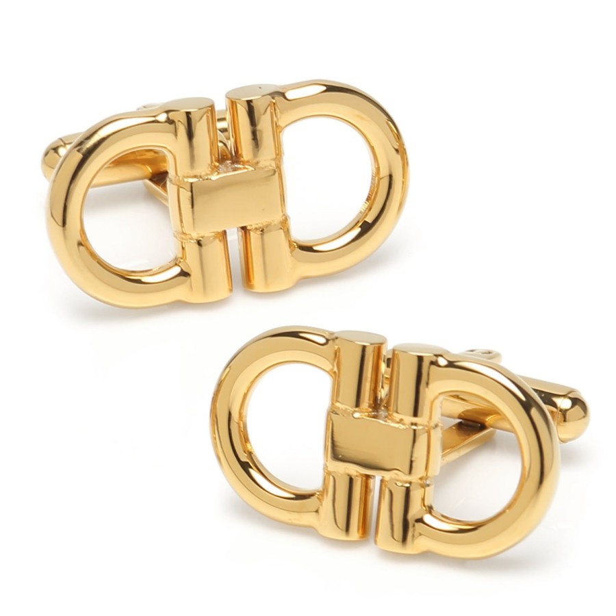 Ox and Bull Trading Co. Horse Bit Gold Stainless Steel Cufflinks | Classic Cufflinks