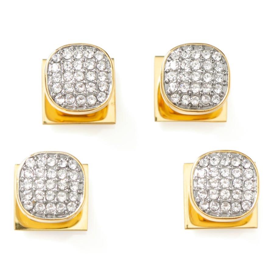 Ox and Bull Trading Co. Gold Stainless Steel White Pave Crystal Studs | Stud Sets