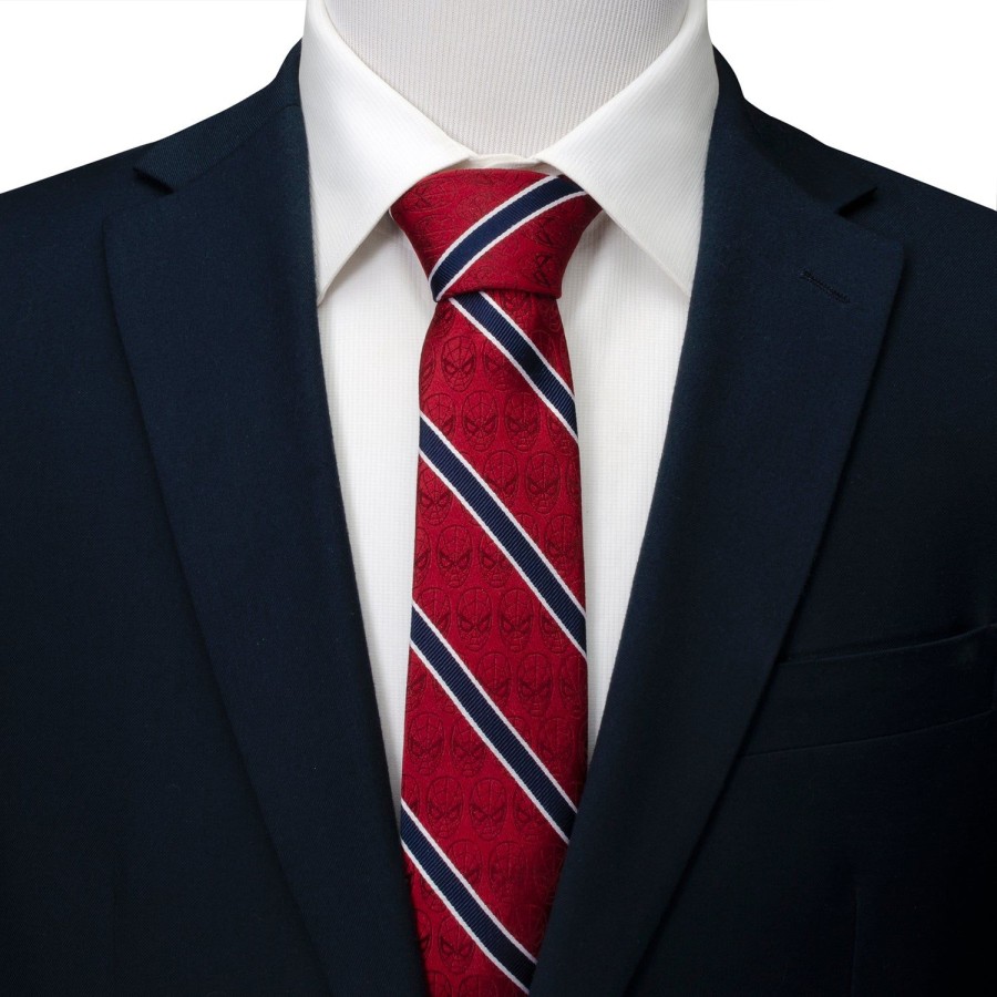 Marvel Spider-Man Red And Navy Stripe Men'S Tie | Marvel Ties