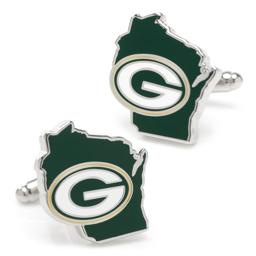 NFL Green Bay Packers State Shaped Cufflinks | Sports Cufflinks