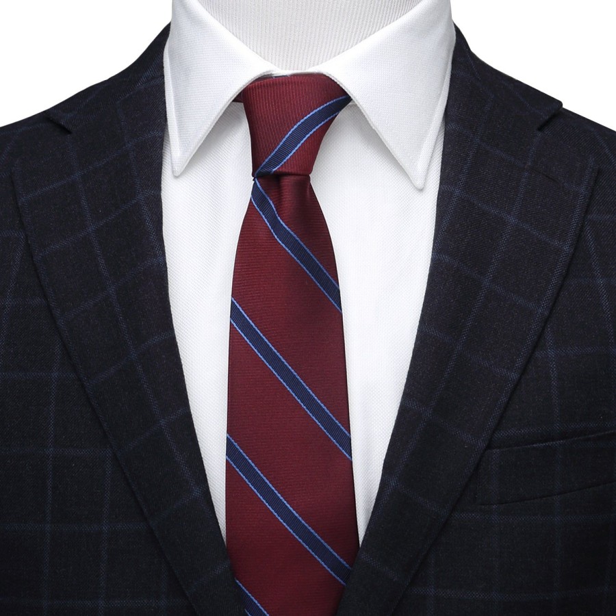 Ox and Bull Trading Co. The Phillip Tie (Burgundy Stripe Men'S Tie) | Classic Ties