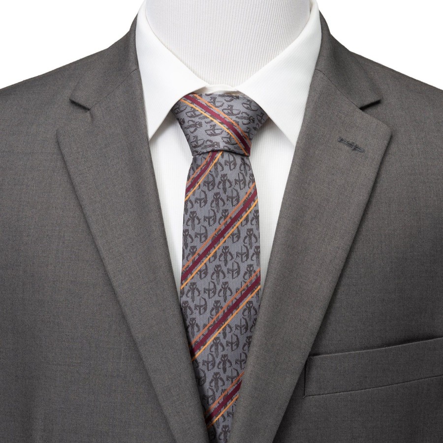 Star Wars Star Wars Mando Stripe Gray Men'S Tie | Star Wars Ties