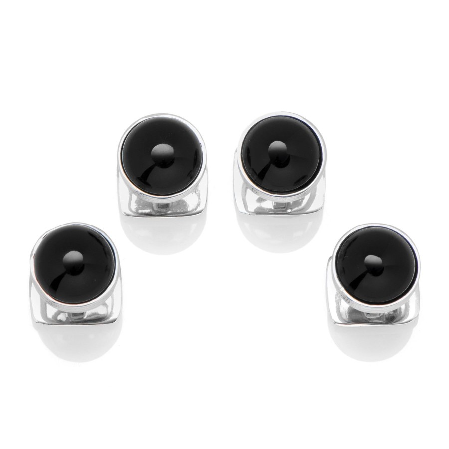 Ox and Bull Trading Co. Sterling Silver Ribbed Onyx Studs | Stud Sets