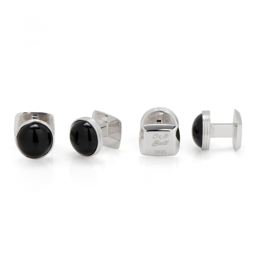 Ox and Bull Trading Co. Sterling Silver Ribbed Onyx Studs | Stud Sets