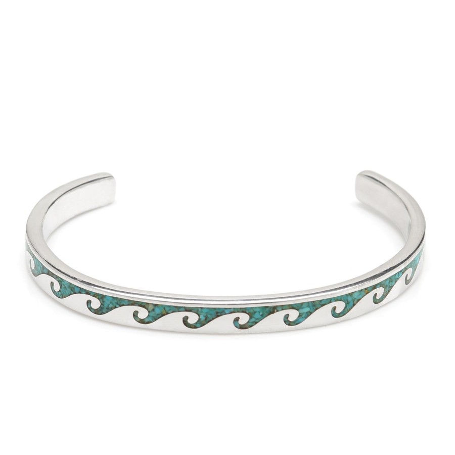 Jan Leslie Sterling Turquoise Wave Open Bracelet | Bracelets