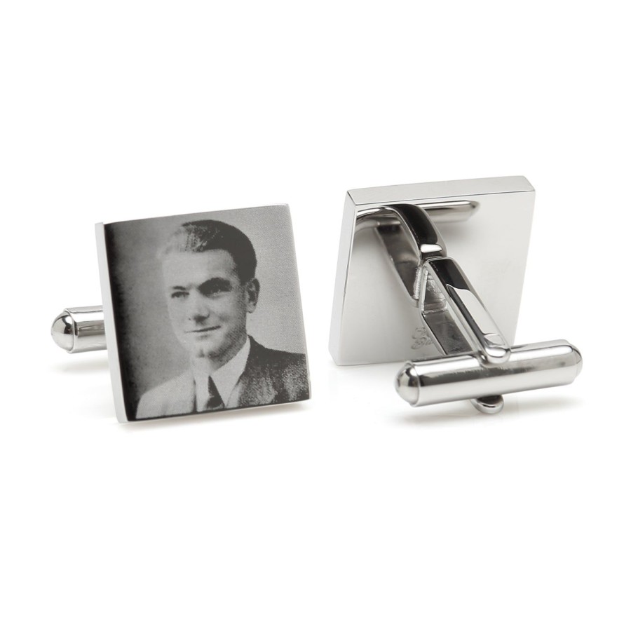 Ox and Bull Trading Co. Custom Engraved Square Photo Cufflinks | Classic Cufflinks