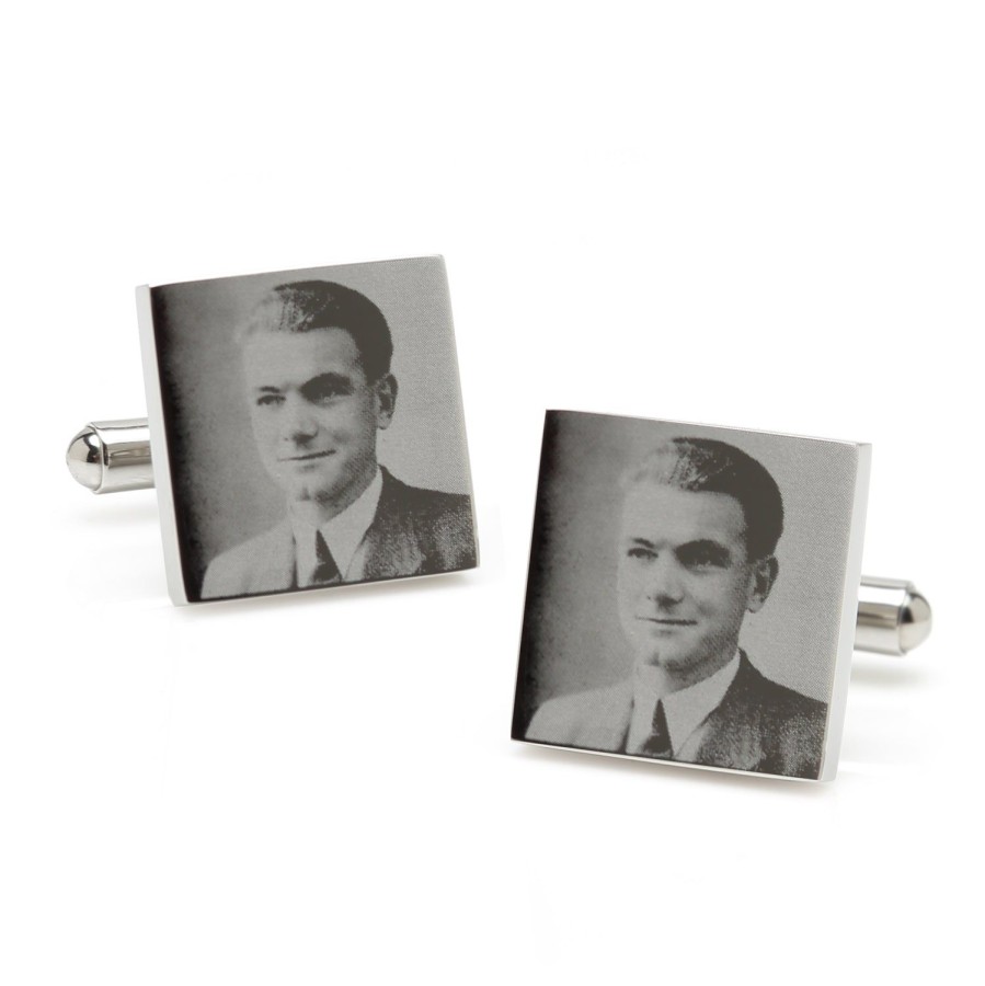 Ox and Bull Trading Co. Custom Engraved Square Photo Cufflinks | Classic Cufflinks