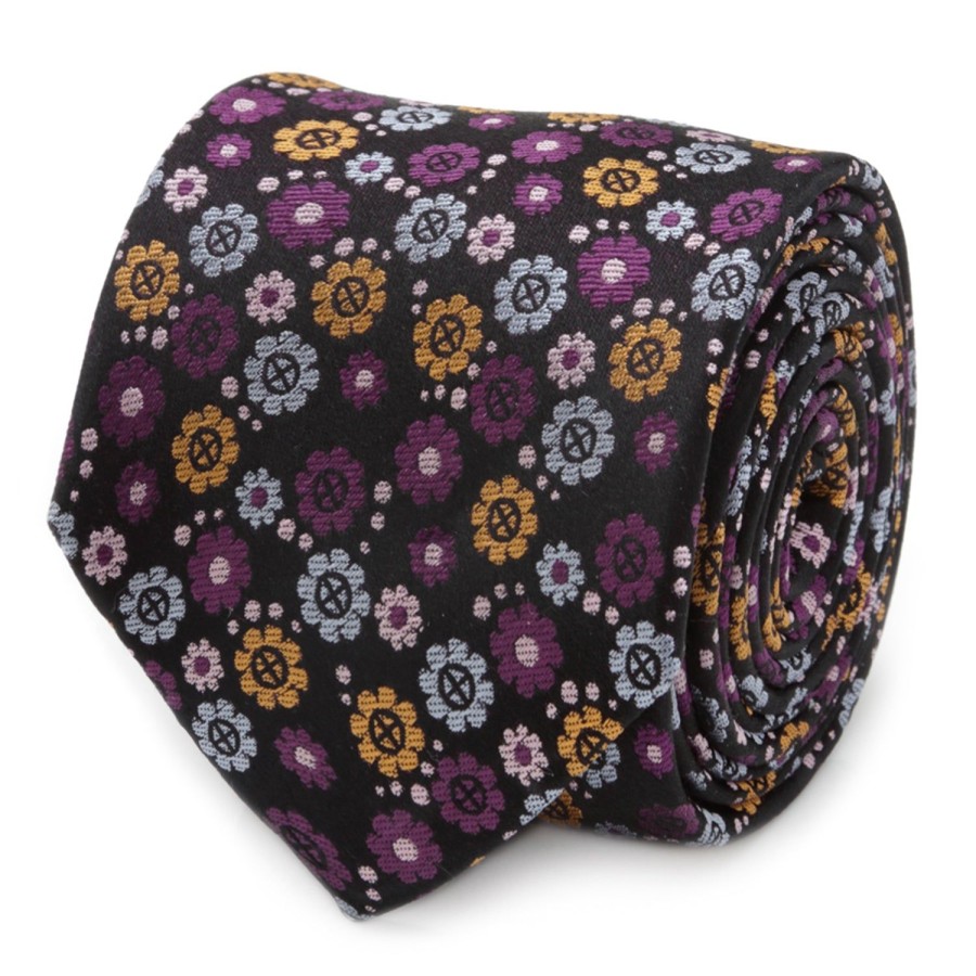 Marvel X-Men Floral Charcoal Men'S Tie | Marvel Ties