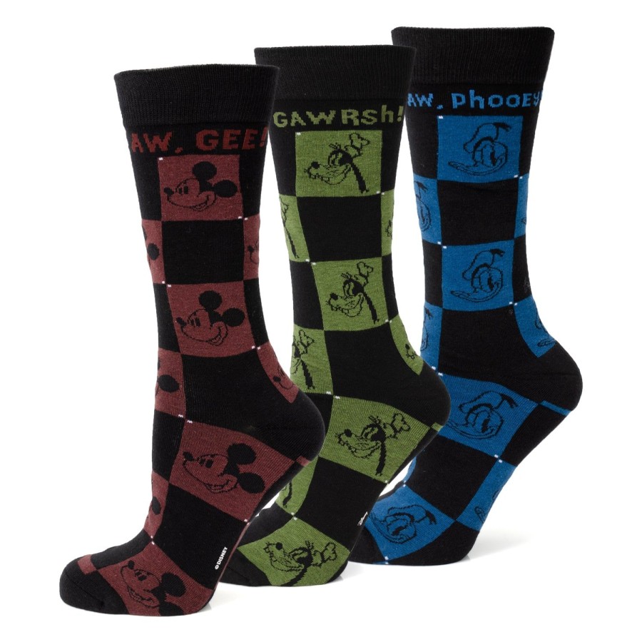 Disney Mickey And Friends Checkered Sock 3 Pack Gift Set | Socks