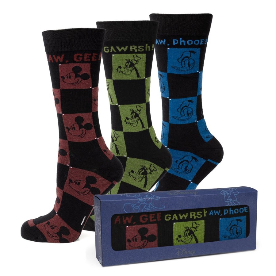 Disney Mickey And Friends Checkered Sock 3 Pack Gift Set | Socks