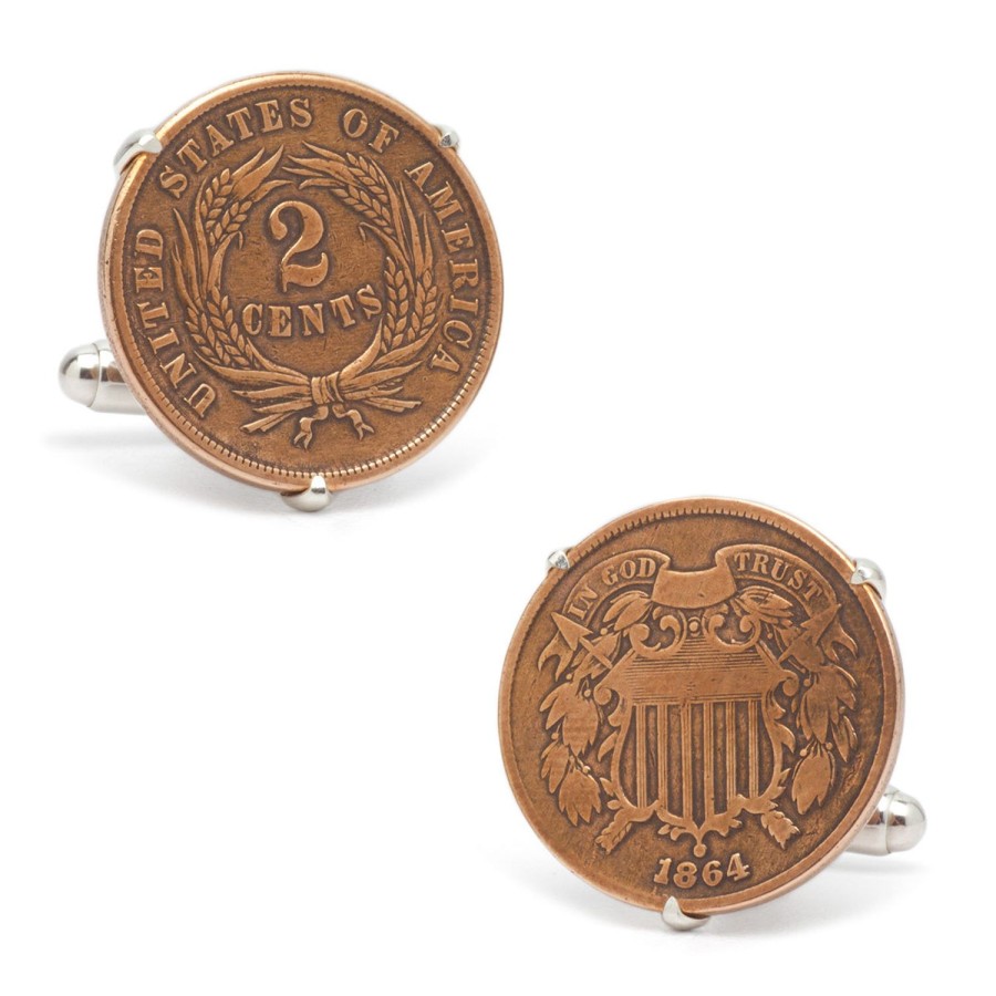 Tokens & Icons Two Cent Civil War Era Coin Cufflinks | Classic Cufflinks