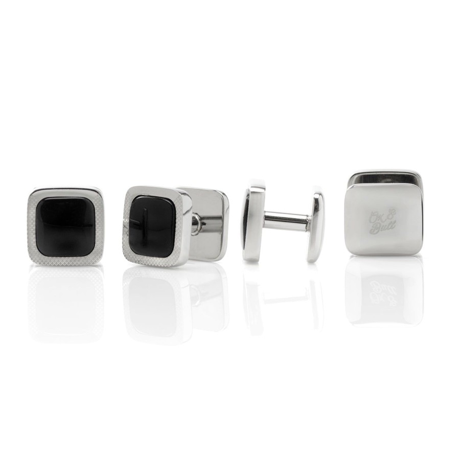 Ox and Bull Trading Co. Onyx Cushion Stainless Steel Studs | Stud Sets