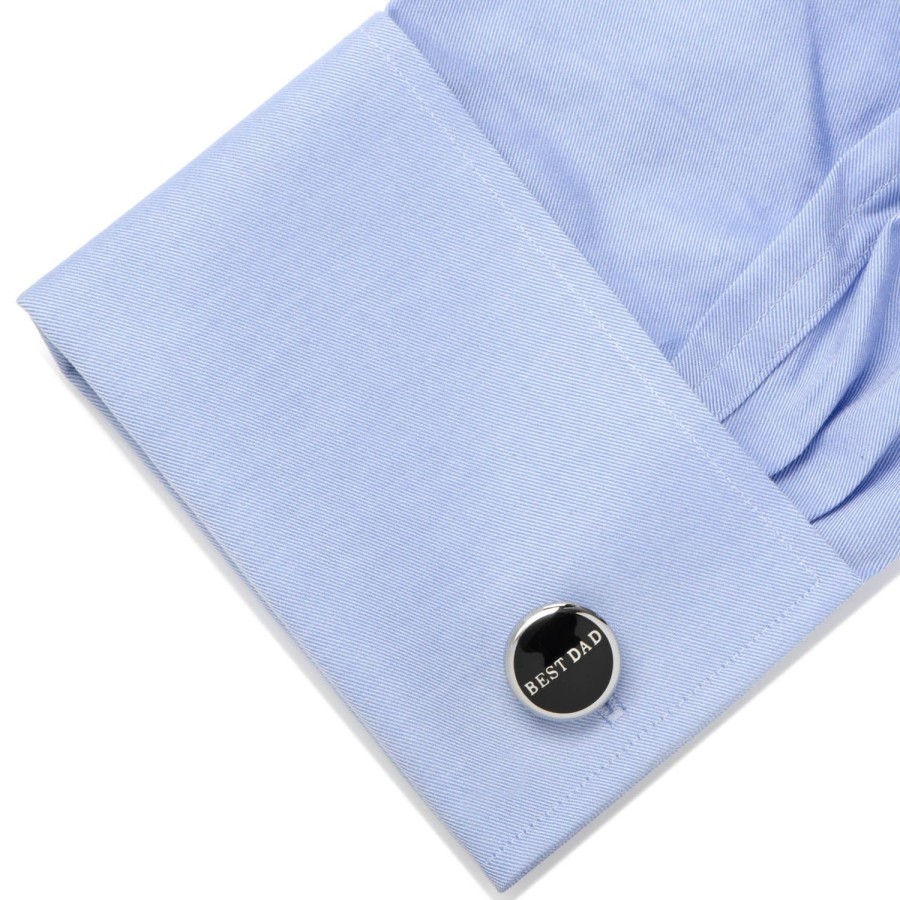 Ox and Bull Trading Co. Best Dad Black Stainless Steel Cufflinks | Classic Cufflinks