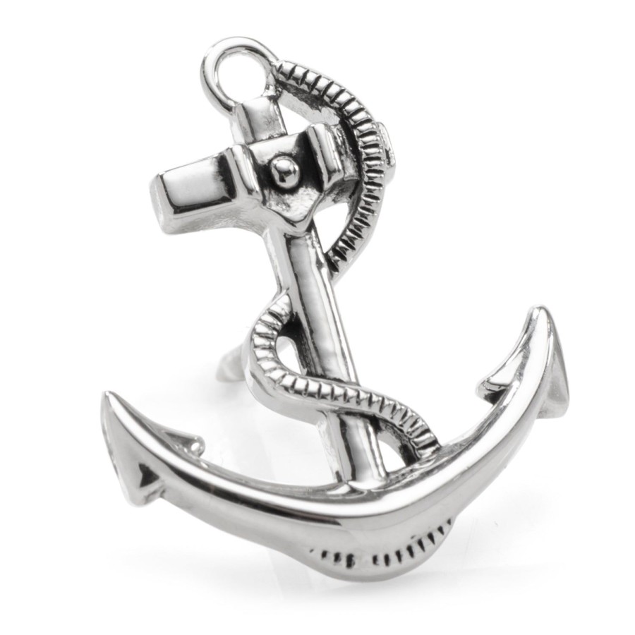 Ox and Bull Trading Co. 3D Anchor Sterling Silver Lapel Pin | Lapel Pins