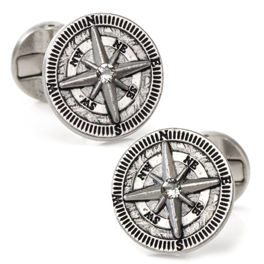 Ox and Bull Trading Co. Antique Compass Stainless Steel Cufflinks | Classic Cufflinks