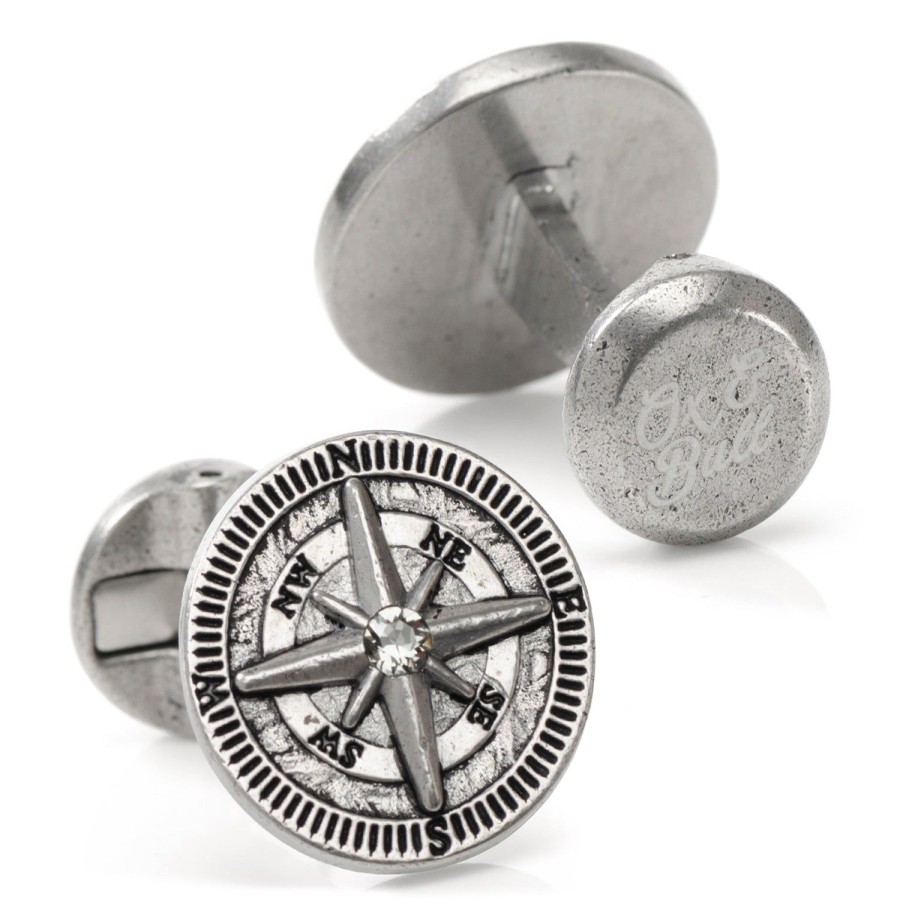 Ox and Bull Trading Co. Antique Compass Stainless Steel Cufflinks | Classic Cufflinks