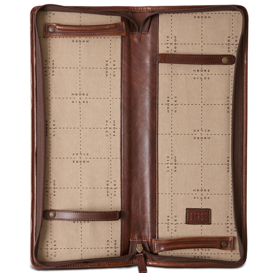 Moore & Giles Evans Tie Case In Titan Milled Brown | Briefs Bags And Totes