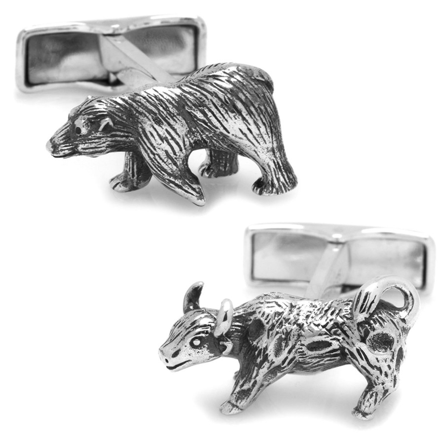 Ox and Bull Trading Co. Sterling Bull And Bear Cufflinks | Classic Cufflinks