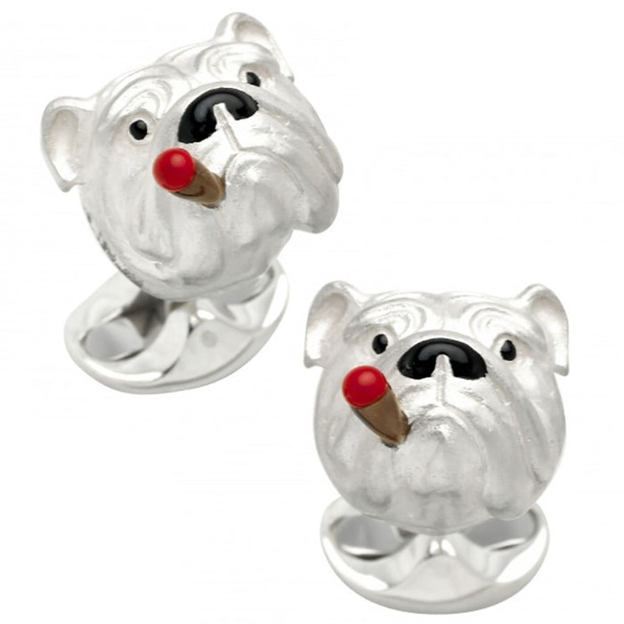 Deakin & Francis Sterling Silver Bulldog With Cigar Cufflinks | Classic Cufflinks