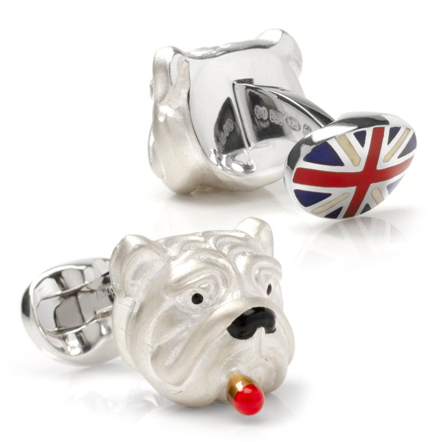 Deakin & Francis Sterling Silver Bulldog With Cigar Cufflinks | Classic Cufflinks