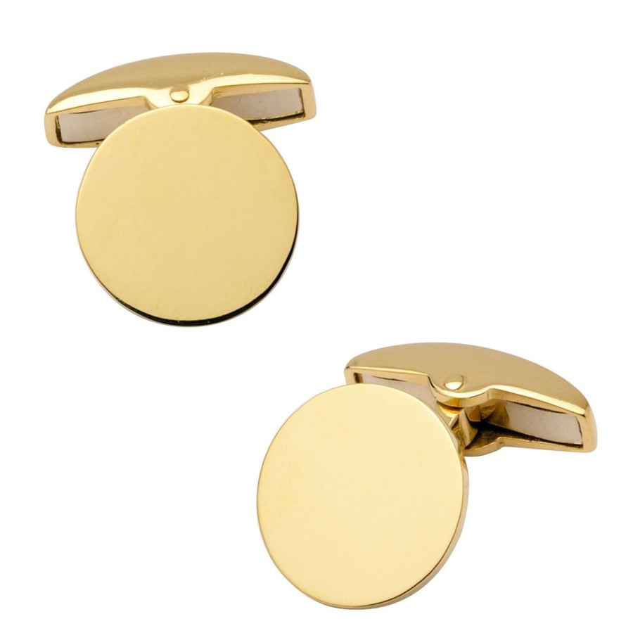 Deakin & Francis 18K Gold Plain Round Cufflinks | Classic Cufflinks