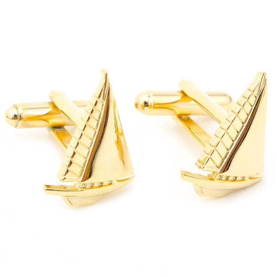 JJ Weston Gold Sailboat Cufflinks | Classic Cufflinks