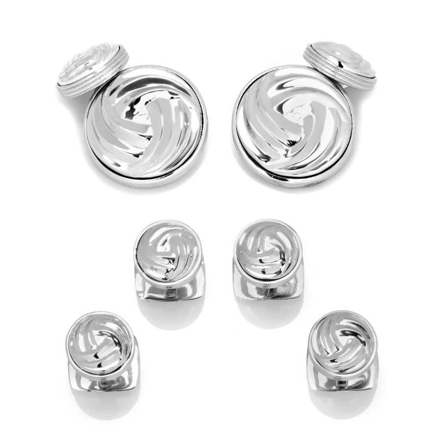 Ox and Bull Trading Co. Modern Knot Sterling Silver Cufflinks And Stud Set | Stud Sets