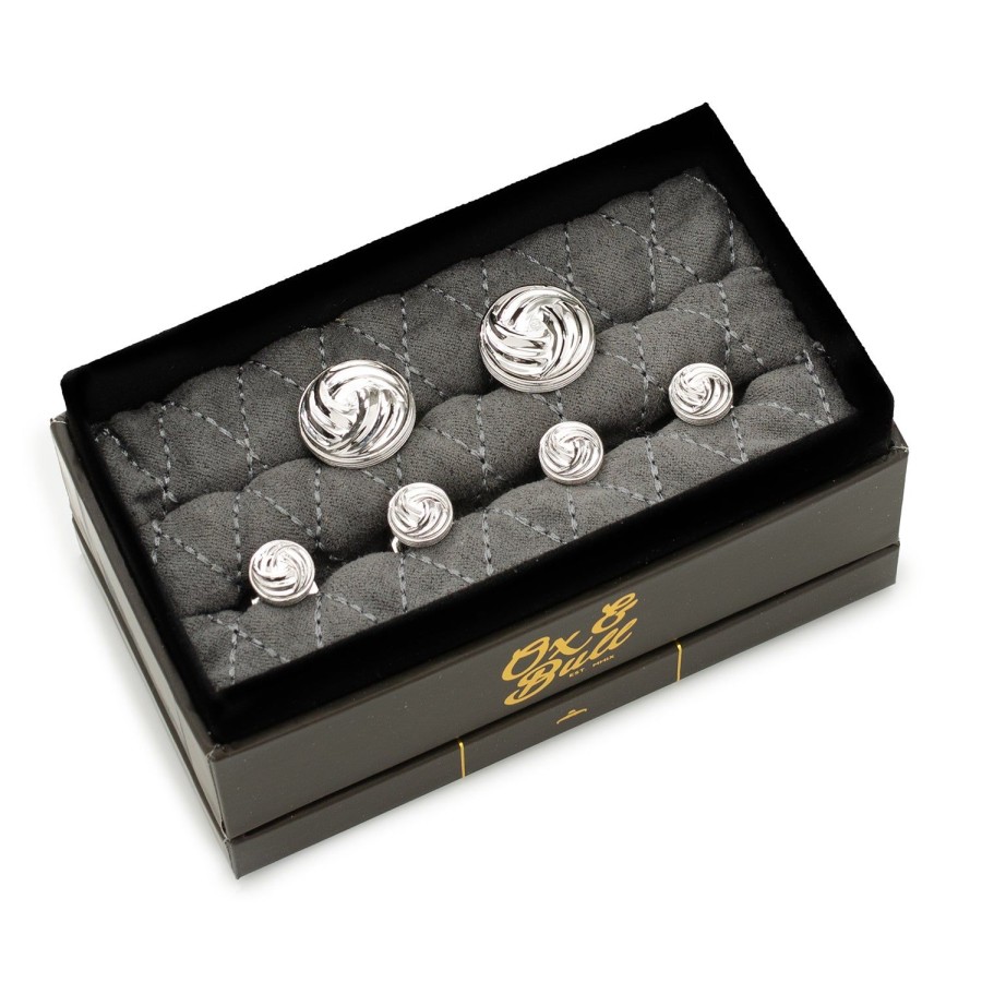 Ox and Bull Trading Co. Modern Knot Sterling Silver Cufflinks And Stud Set | Stud Sets