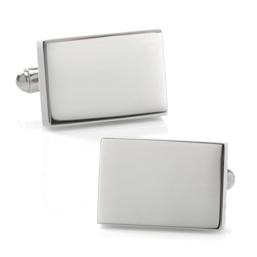 Ox and Bull Trading Co. Stainless Steel Rectangle Infinity Engravable Cufflinks | Classic Cufflinks